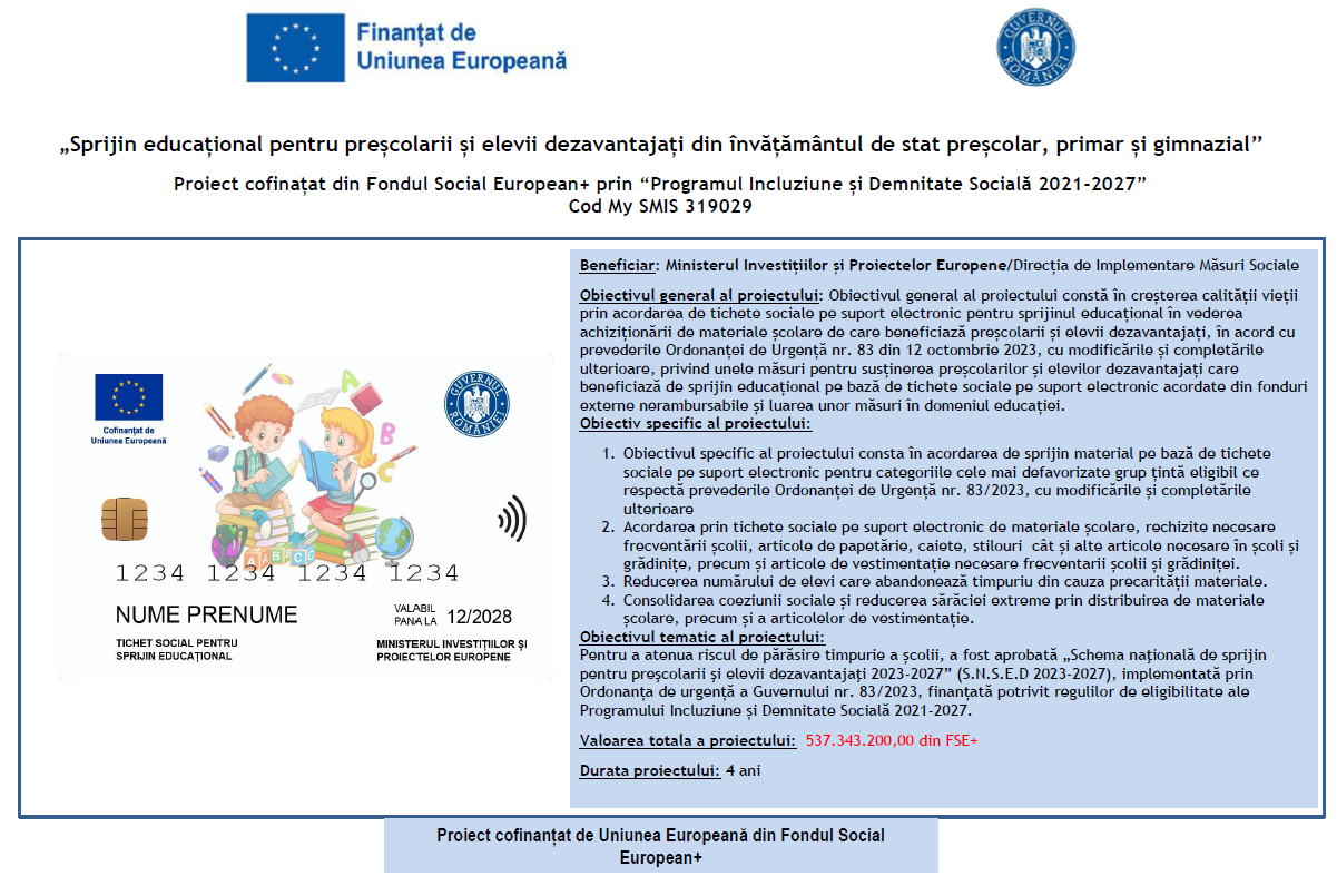 Afiș Tichete sociale